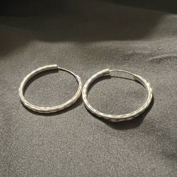 Sterling Silver Hoop Earrings - Picture 4 of 8